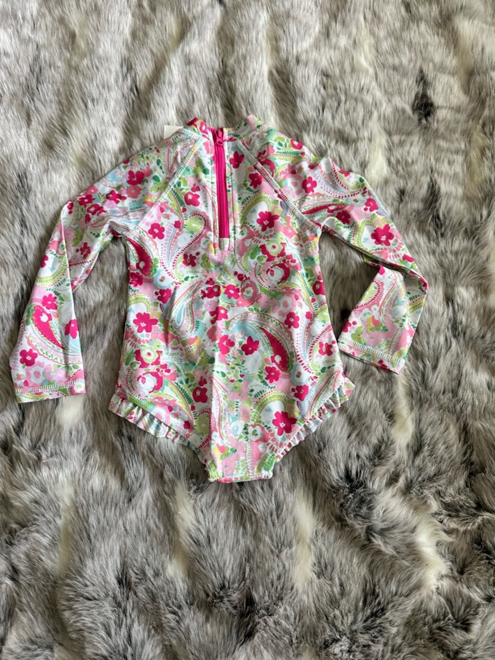 NWT Crown & ivy Floral toddler Rashguard One Piece Swimsuit 2T - Picture 3 of 4